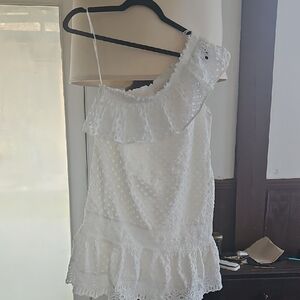 White One-Shoulder Eyelet Dress